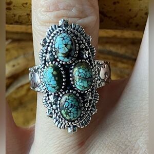 Natural Turquoise Sterling Silver Ring Size 8